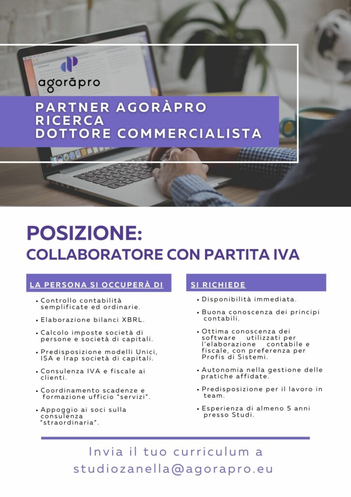 Partner Agoràpro ricerca Dottore Commercialista a Montebelluna (Treviso) - Studio di Dottori commercialisti Zanella & Co.